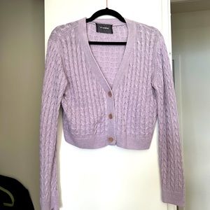 Reformation Annabell Cable Knit Cropped Cardigan Sweater